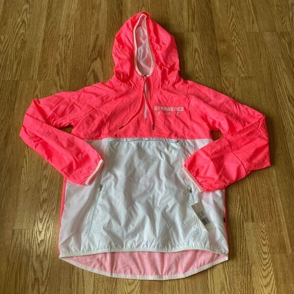 Pennant Jackets & Blazers - Gymnastics Half Zip Pullover Windbreaker Jacket Hot Pink Small